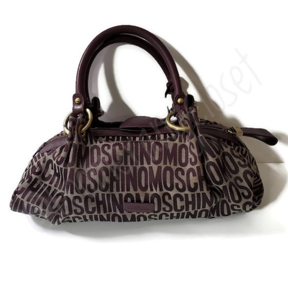 Moschino Signature Logo Canvas & Leather Satchel